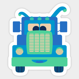 FRIENDLY BLUE TRUCK BUDDY Cute Kawaii Vehicle Kids Transportation - UnBlink Studio by Jackie Tahara Sticker